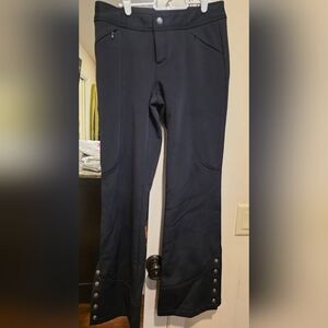 Athleta Black Flared Snow Pants with Button Accent, Regular Length